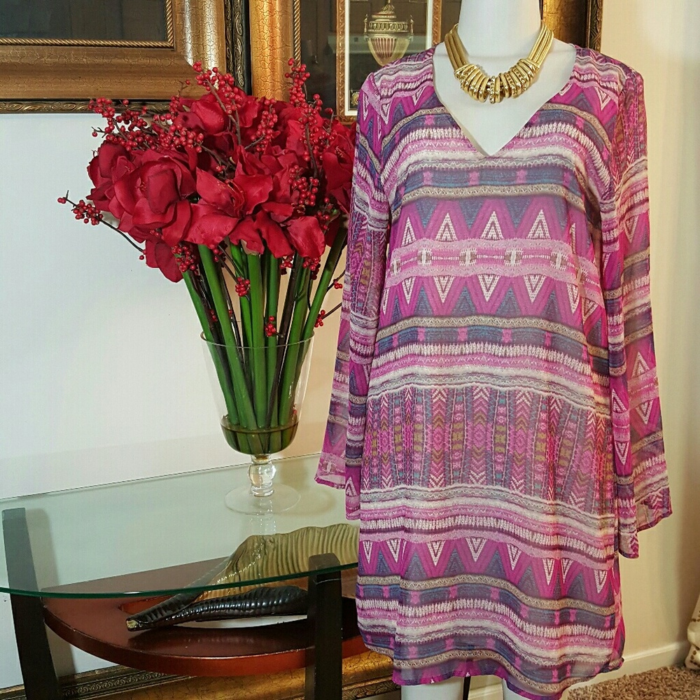 EVERLY Women's Sheer Dress Size L